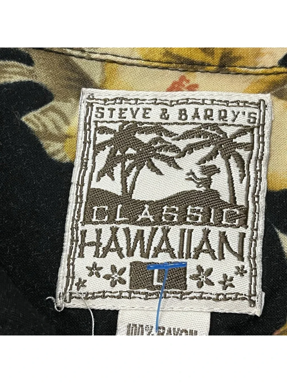 Steve & Barry’s Hawaiian L Shirt Black Pineapple Floral Tropical Aloha Resort